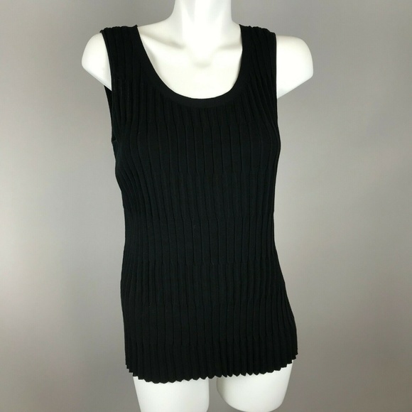 Lafayette 148 New York Tops - Lafayette 148 Black Pleated Tank Top Large Cotton